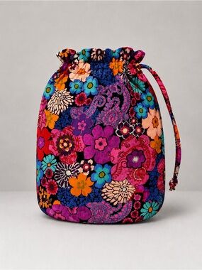 Vera Bradley Ditty Bag Beach Bound Floral Fiesta Lined Cinch Tote Drawstring